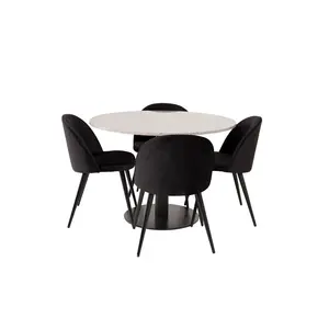 Withernsea Dining Set with 4 Chairs Black / White