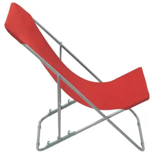 Berkfield Folding Beach Chairs 2 pcs Steel and Oxford Fabric Red