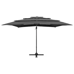 Berkfield 4-Tier Parasol with Aluminium Pole Anthracite 250x250 cm