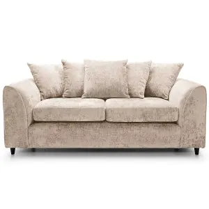 Monaco Chenille Fabric 3 Seater sofa  Beige