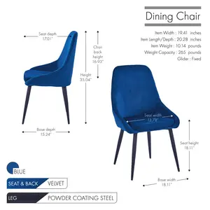 Fern Upholstered Dining Chair (Set of 2) Blue