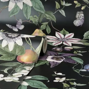 Fine Decor Sierra Floral Black Wallpaper FD43060