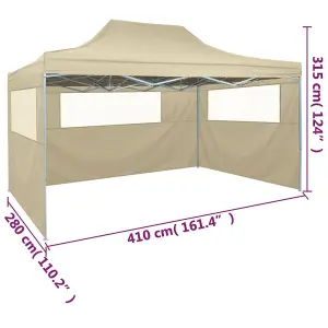 Berkfield Professional Folding Party Tent with 3 Sidewalls 3x4 m Steel Cream