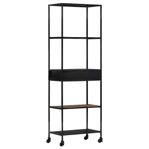 Berkfield Book Cabinet 60x35x180 cm Rough Mango Wood & Iron