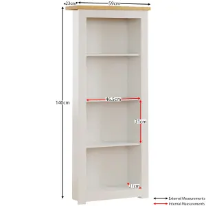 Vida Designs Arlington White 4 Tier Bookcase Freestanding Shelving Unit (H)1400mm (W)600mm (D)240mm