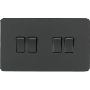 Knightsbridge Screwless Quadruple Switch 10AX 4 Gang 2-Way Anthracite - SF4100AT