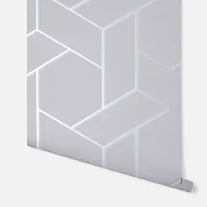 Arthouse Parquet Geo Silver Wallpaper