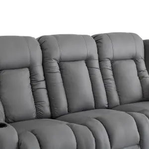 Caesar 3 Seater Grey Technology Fabric Modern Manual Recliner Sofa