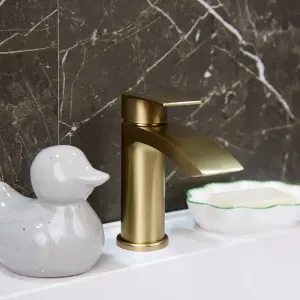 Flode Falun Mono Basin Mixer Tap Brushed Brass