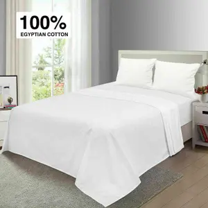 100% Egyptian Cotton Flat Sheets White Bed Sheet Single Double King S.King Size Hotel Quality Flat Bed Sheets