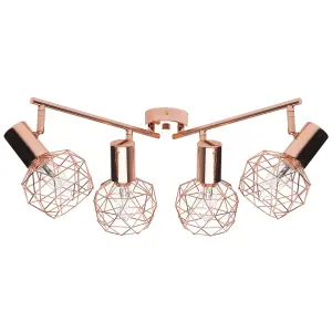 4 Light Spotlight Metal Bar Copper CHENAB