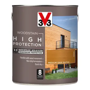 V33 High protection Medium oak Mid sheen Wood stain, 2.5L