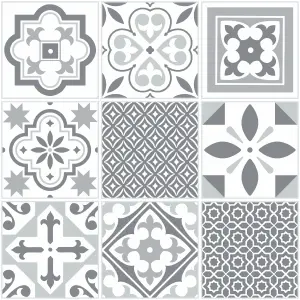 D-C-Fix Grey & White Oriental Tile effect Self-adhesive Vinyl tile, 1.2m²