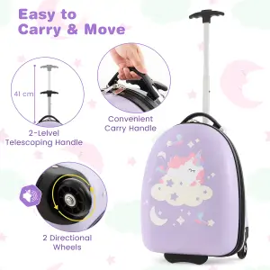 Costway 16" Kids Carry On Luggage Rolling Portable Travel Hard Shell Suitcase W/ Wheels