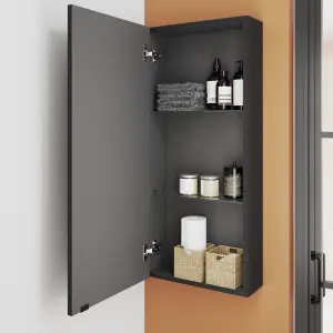 GoodHome Imandra Matt Black Single Wall cabinet (W)400mm (H)900mm