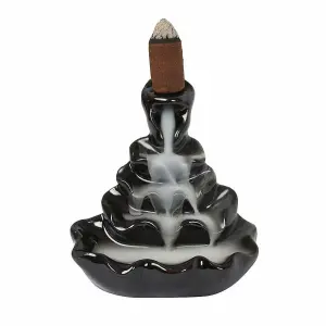 Something Different 4 Tier Backflow Incense Burner Black (8cm x 8cm x 6cm)