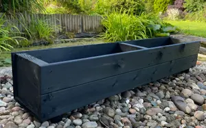 Large Wooden Planter Black Trough Garden Flower Box Heavy Duty 1200mm Fully Assembled