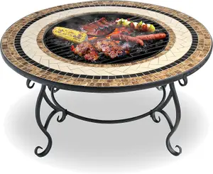 Centurion Supports TOPANGA High-End Multi-Functional Garden Fire Pit, Brazier, Coffee Table, Bbq, Ice Bucket with Ceramic Tiles