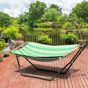 COSTWAY Hammock Stand Sun Lounger Stand Outdoor Patio Swing Steel Frame Hanging Hooks