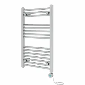 Right Radiators Prefilled Thermostatic Electric Heated Towel Rail Straight Bathroom Ladder Warmer - Chrome 800x500 mm