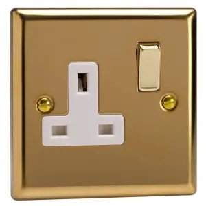 Varilight 1-Gang 13A Double Pole Switched Socket Polished Brass