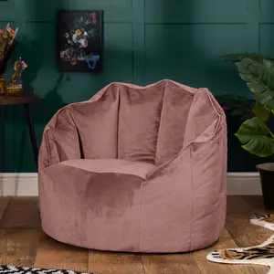 icon Sirena Scallop Chair Bean Bag Dusk Pink Velvet Bean Bags