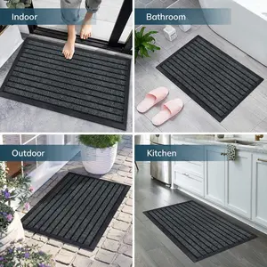 Hullfish Non-Slip Indoor Outdoor Door Mat Grey / Rectangle 80 x 150 cm