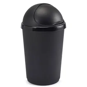 Plastic Rubbish Bin Black / 50L / 49cm H  x 33cm W  x 33cm D