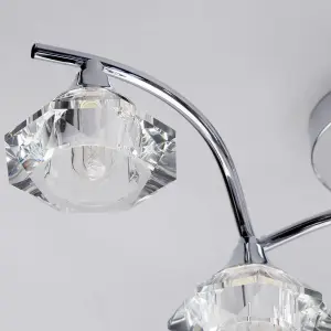 Litecraft Edvin Chrome 3 Arm Bathroom Semi-Flush Ceiling Light