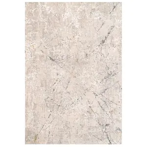 Grey Gold Metallic Distressed Abstract Living Area Rug 190x280cm