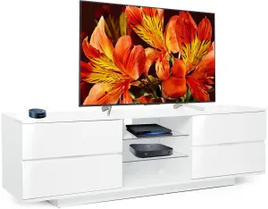 Centurion Supports Avitus Premium High Gloss White with 4-White Drawers and 2 Shelves up to 65" LED, OLED, LCD TV Cabinet