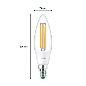 Philips E14 2.3W 485lm Glass Candle Warm white LED Light bulb