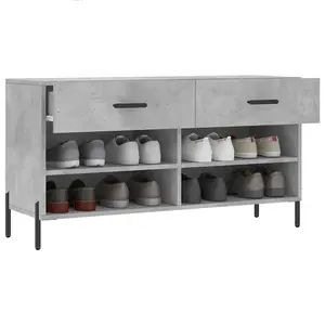 Berkfield Shoe Bench Concrete Grey 102x35x55 cm Engineered Wood