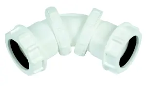 FloPlast Universal 219415 White Compression 90° Adjustable Waste pipe Bend (Dia)40mm