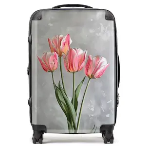 Painted Pink Tulips Suitcase - Medium