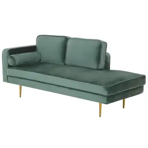 Left Hand Velvet Chaise Lounge Mint Green MIRAMAS