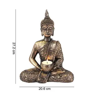 Sitting Thai Buddha Tealight Holder - Bronze