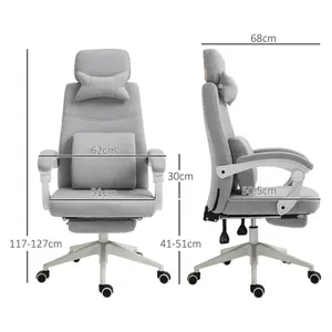 Vinsetto Home Office Chair Reclining Computer Chair w/ Lumbar Support Grey