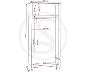 Oslo 2 Door Wardrobe in Pine Finish Metal Handles