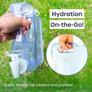 Fridge Water Dispenser - 2 Pack 3L Slim Reusable Dispenser with Tap for Water, Juice, Cold Drinks, Travel, Camping & Picnics