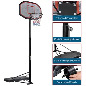 Yaheetech Red Adjustable Height Basketball Hoop for Outdoors