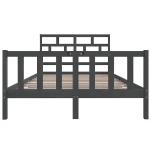 Berkfield Bed Frame Grey Solid Wood Pine 160x200 cm 5FT King Size