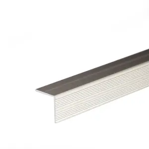 Self-adhesive anodised aluminium anti non slip stair edge nosing trim 900mm x 25mm x 25mm A40 inox