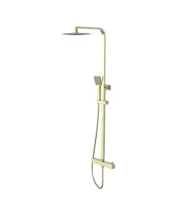 Aquarius RainLux Eco Square Adjustable Exposed Bar Shower System Brushed Brass