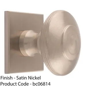 42mm Round Cabinet Door Knob & 40x40mm Matching Backplate - Satin Nickel Handle