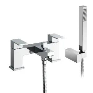 Nes Home Aldo Bathroom Chrome Solid Brass Basin Mixer Tap & Bath Shower Mixer Tap + Waste