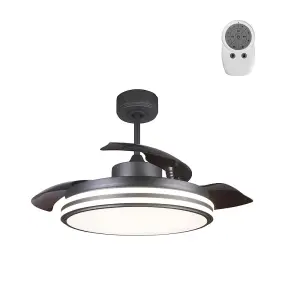 Luminosa Louis DC LED Ceiling Fan 35W 3CCT Black Foldable blades