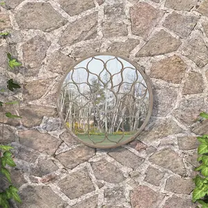 Berkfield Garden Mirror Sand 60x3 cm Iron Round for Outdoor Use