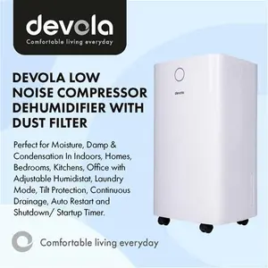 Devola 12L Compressor Dehumidifier, With Dust-Proof Filter - DV12L White