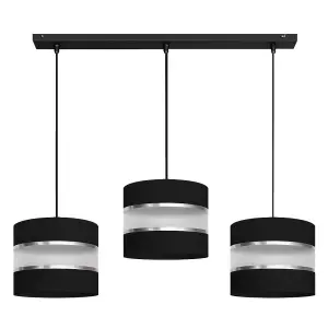 Luminosa Helen Straight Bar Pendant Ceiling Light Black, Silver 65cm